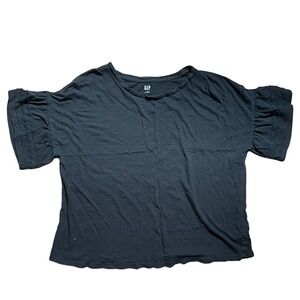 GAP Women's Elegant Black Blouse with Ruffle Sleeves